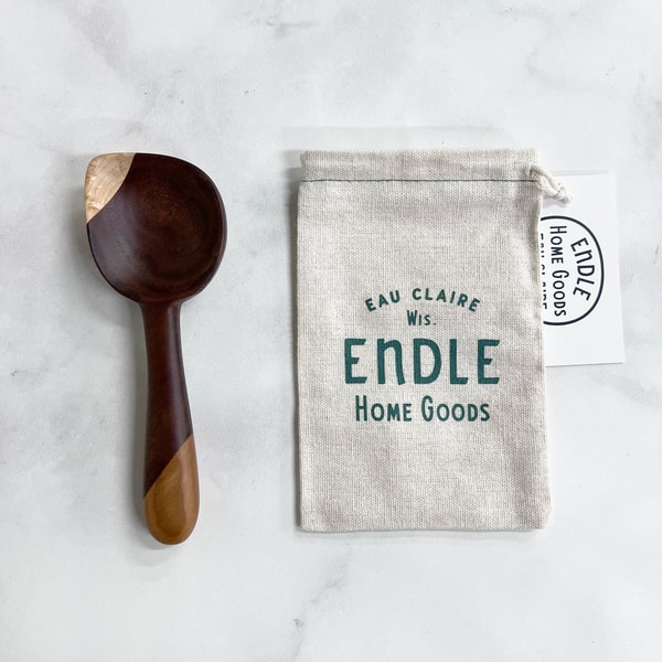 Walnut + cherry + birdseye maple coffee scoop