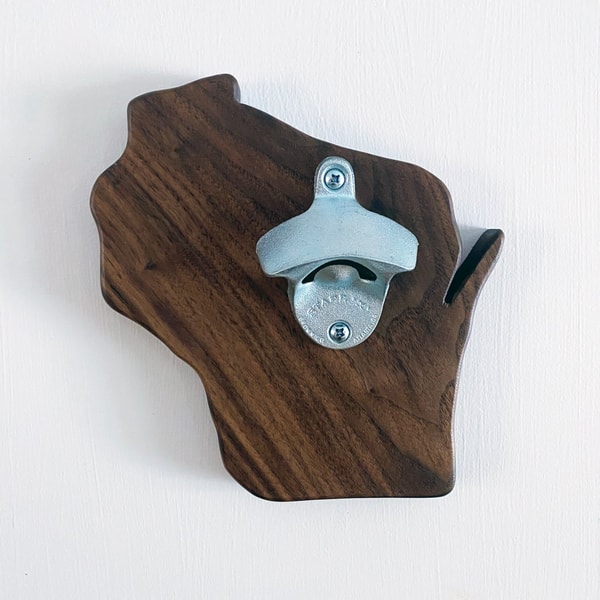 Wisconsin magnetic bottle opener (walnut)