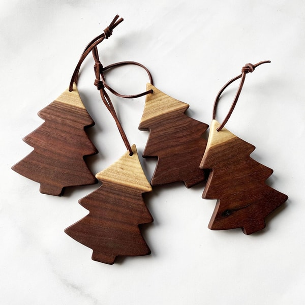Snow capped tree ornament (walnut)